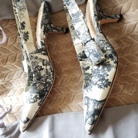 Dior Black White Pumps Slingback 2.5 Hill 39.5/9.5 - Picture 6 of 8
